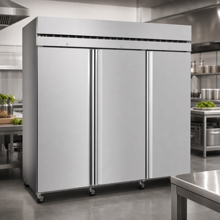 Product image #4 for Hoshizaki Steelheart Three-Section Stainless Steel Reach-In Freezer, Solid Doors, Standard Depth