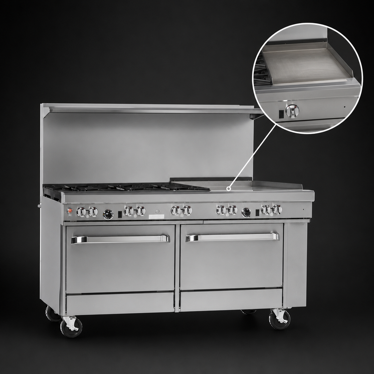 Product image #4 for Southbend Ultimate 60-Inch Gas Restaurant Range with 6 Open Burners, 24-Inch Griddle, Standard Oven and Cabinet Base