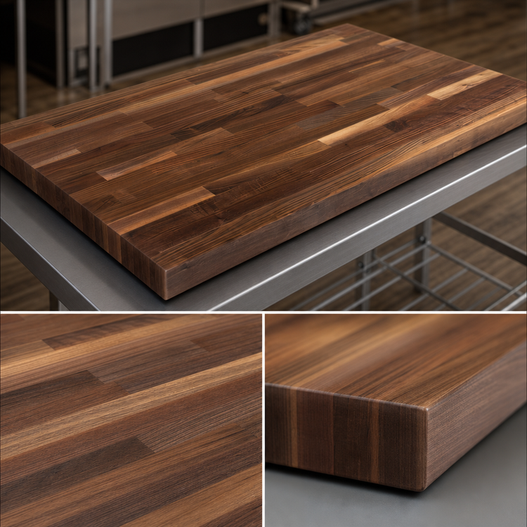 Product image #4 for John Boos Boos Block Blended Rails Edge-Grain American Black Walnut Kitchen Countertop, 36 in. W x 25 in. D x 1-1/2 in. Thick, Oil Finish