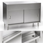 Thumbnail image #4 for Eagle Group Spec-Master US3CB 48-Inch Stainless Steel Urn Stand with Enclosed Sliding-Door Base and Drip Trough