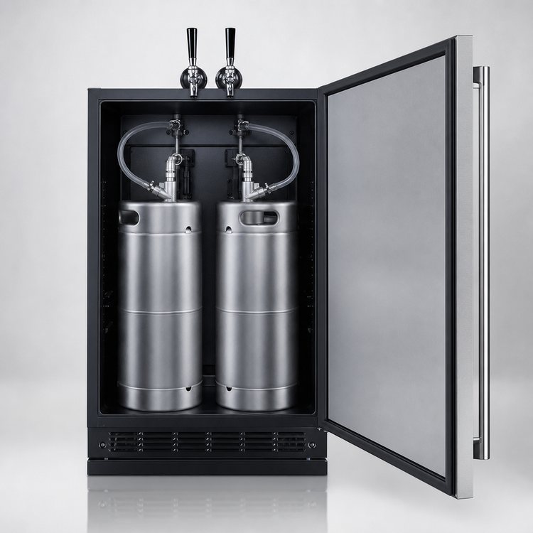 Product image #5 for Summit Commercial 24-Inch Front Tap Built-In Dual-Tap Beer Kegerator with Stainless Steel Door and Black Cabinet