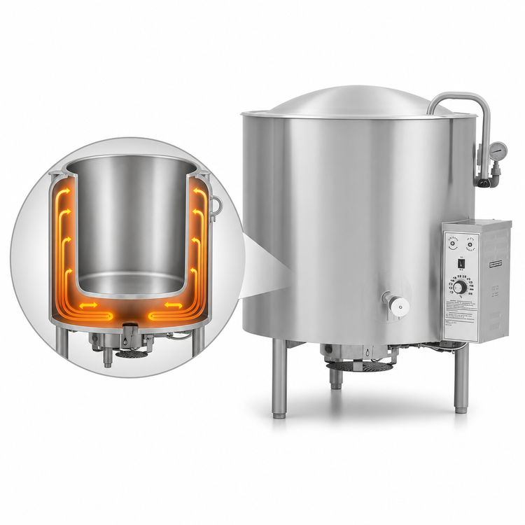Product image #4 for AccuTemp Edge Series 100 Gallon Self-Contained Gas Stationary Kettle with Full Jacket and 304 Stainless Steel Liner