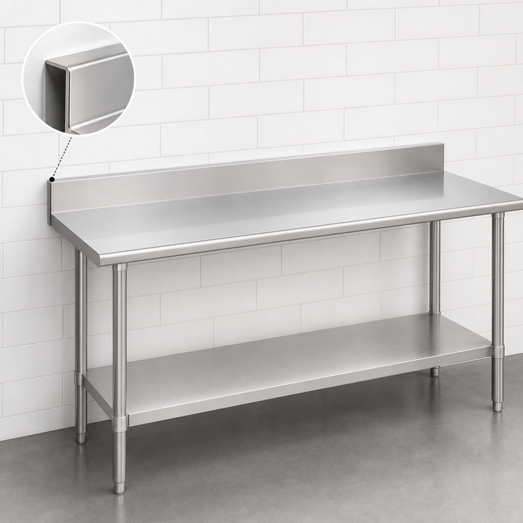 Product image #4 for Duke Deluxe Stainless Steel Underbar Work Table with Rear Riser and Undershelf, 108 x 30 Inches