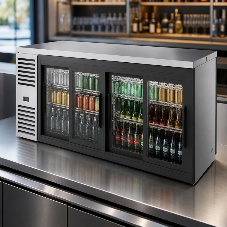 Product image #4 for True Premier Bar Pass-Thru Two-Section Refrigerated Back Bar Cooler, 60 In Wide, 4 Sliding Glass Doors