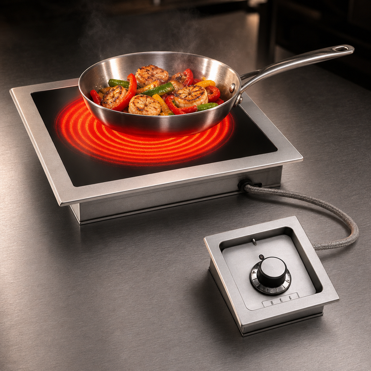Product image #4 for Wells HC-1006 Built-In 12-5/8-Inch Electric Ceramic Glass Hotplate, 1-Burner, 120V