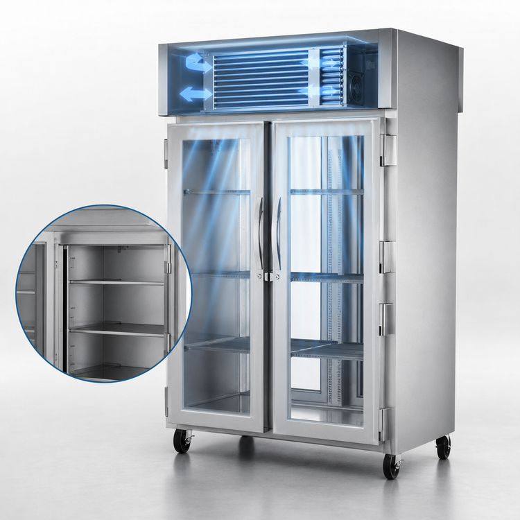 Product image #4 for True SPEC SERIES 2-Section Pass-Thru Glass Front/Rear Swing Door Reach-In Refrigerator, Self-Contained Top-Mounted, Stainless Steel