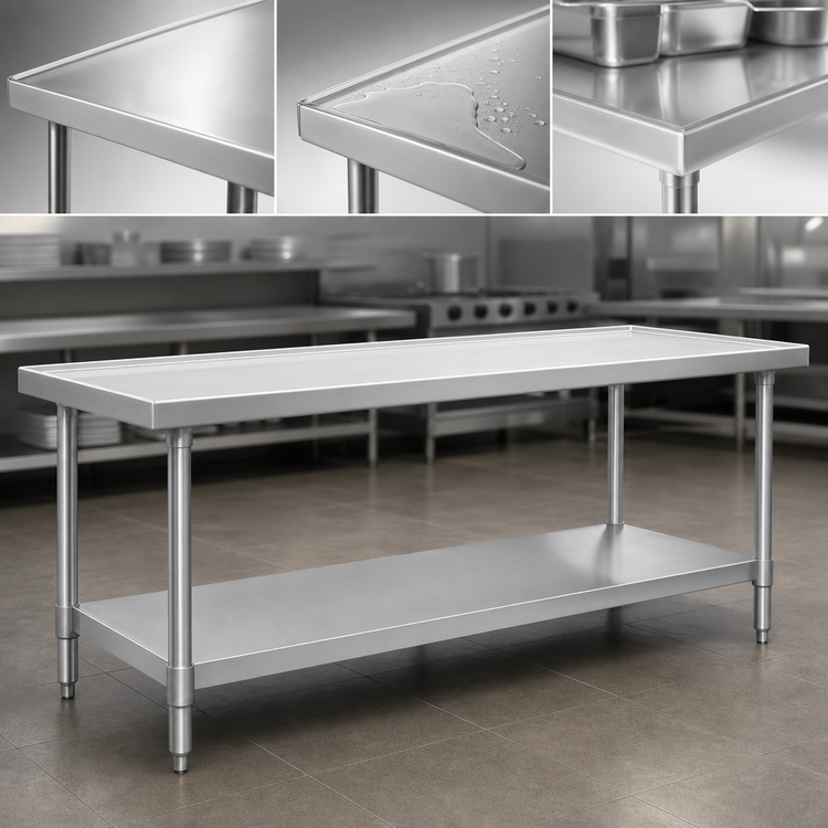 Product image #4 for Spec-Master Marine Series Stainless Steel Work Table with Adjustable Undershelf, 108 Inch x 30 Inch