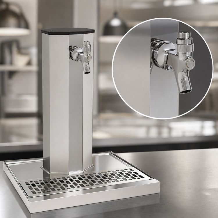 Product image #4 for Glastender Countertop 1-Faucet Glycol-Cooled Column Draft Dispensing Tower with Polished Chrome Finish