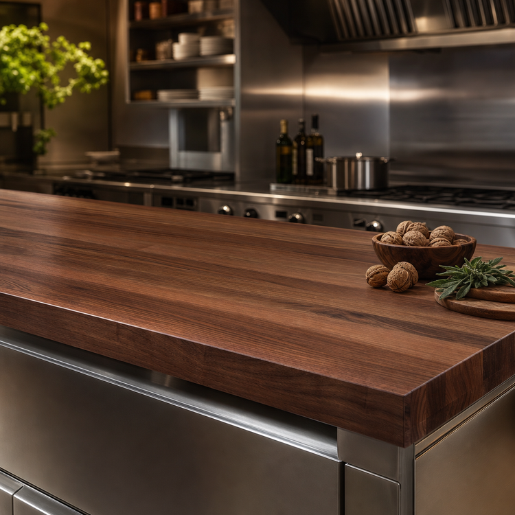 Product image #4 for John Boos Boos Block American Black Walnut Edge Grain Kitchen Countertop, 120 x 27 x 2-1/4 Inches, Varnique Finish