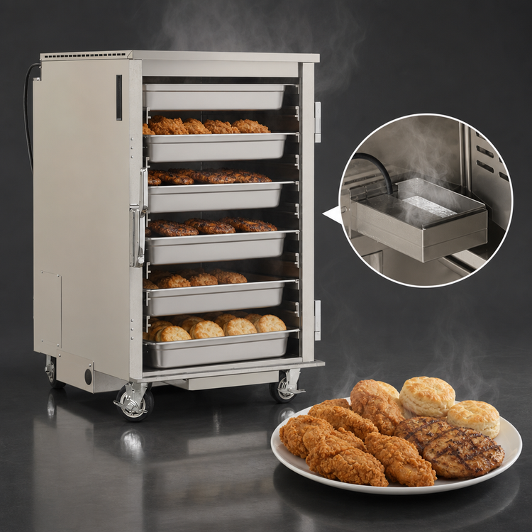 Product image #5 for FWE Clymate IQ Mobile Heated Holding Cabinet with Controlled Venting, 6-Pair Universal Tray Slides