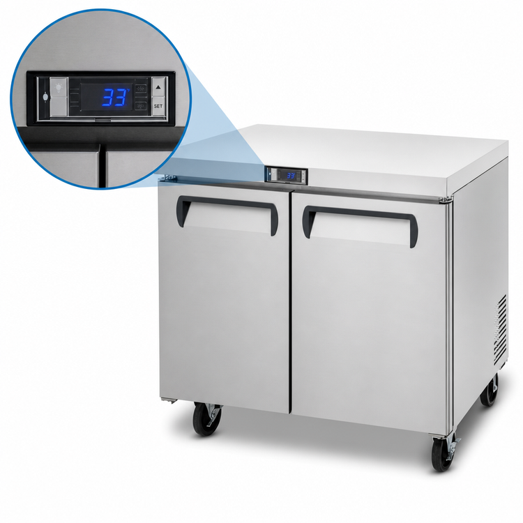 Product image #4 for Migali Competitor Series Two-Section Undercounter Work Top Refrigerator, 36.3-Inch, 8.7 Cu. Ft., Stainless Steel