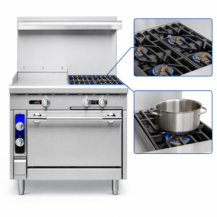 Product image #4 for Imperial Spec Series 36-Inch Heavy Duty Gas Range with 2 Open Burners, 18-Inch Griddle, and Convection Oven