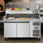 Thumbnail image #4 for KoolMore Commercial Granite Top Refrigerated Pizza Prep Counter with Refrigerated Condiment Rail, 59.3 Inch Wide, 2-Door