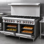 Thumbnail image #4 for Serv-Ware SGR-10B 60-Inch Commercial Gas Range with 10 Open Burners, 2 Standard Ovens, Backriser and Hi-Shelf
