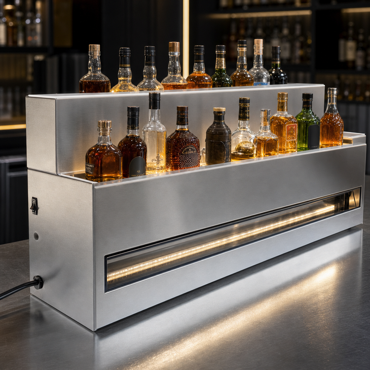 Product image #4 for Glastender 60-Inch Wide 2-Tier Lighted Liquor Display for Glass Ice Display Units