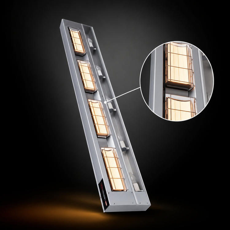 Product image #4 for Hatco Ultra-Glo UGA-48D3 48-Inch Double Ceramic Tile Infrared Strip Heat Lamp Foodwarmer