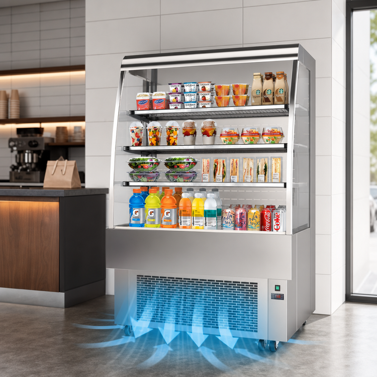 Product image #4 for KoolMore 35-Inch Open-Air Grab-and-Go Merchandiser Refrigerator, 13.4 Cu. Ft., Stainless Steel