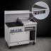 Thumbnail image #4 for Comstock-Castle 48-Inch Commercial Gas Range with 4 Open Star Burners, 24-Inch Raised Griddle/Cheesemelter, 31-Inch Oven and Cabinet Storage Base
