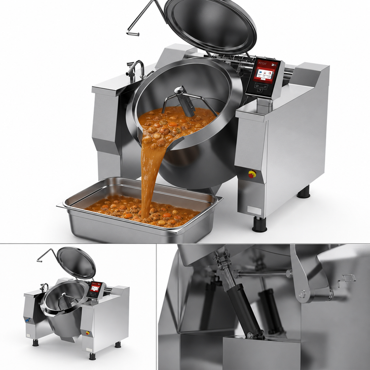 Product image #4 for Cucimix UCBTE034V1 34 Gallon Electric Tilting Skillet Braising Pan with Mixer