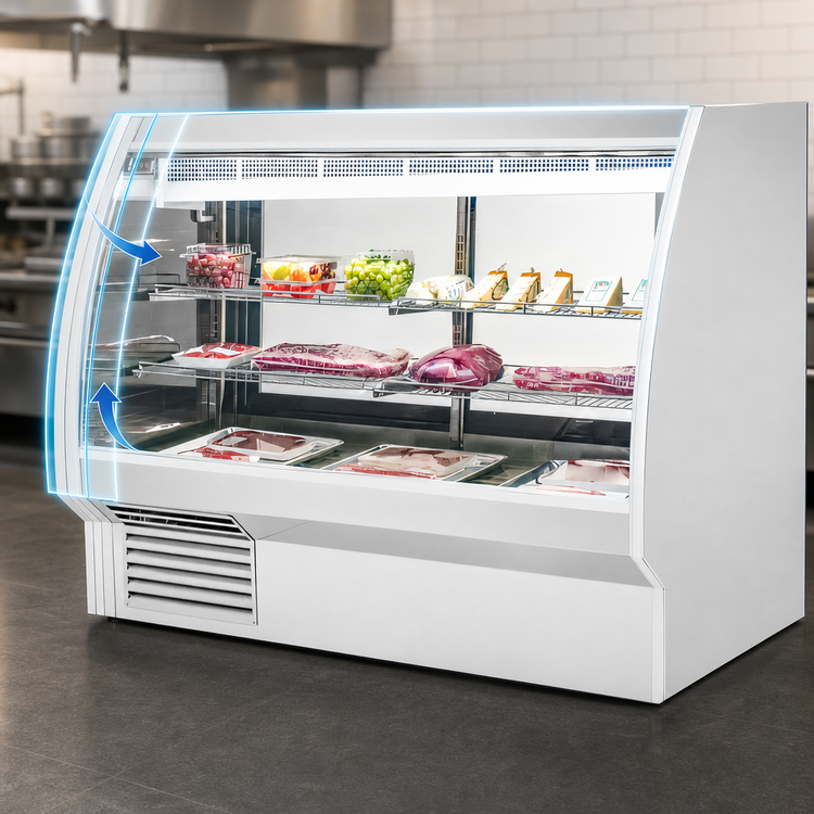 Product image #5 for Migali Competitor Series® 72-Inch Full-Service Curved Glass Refrigerated Deli Display Case, 34.5 Cu. Ft.