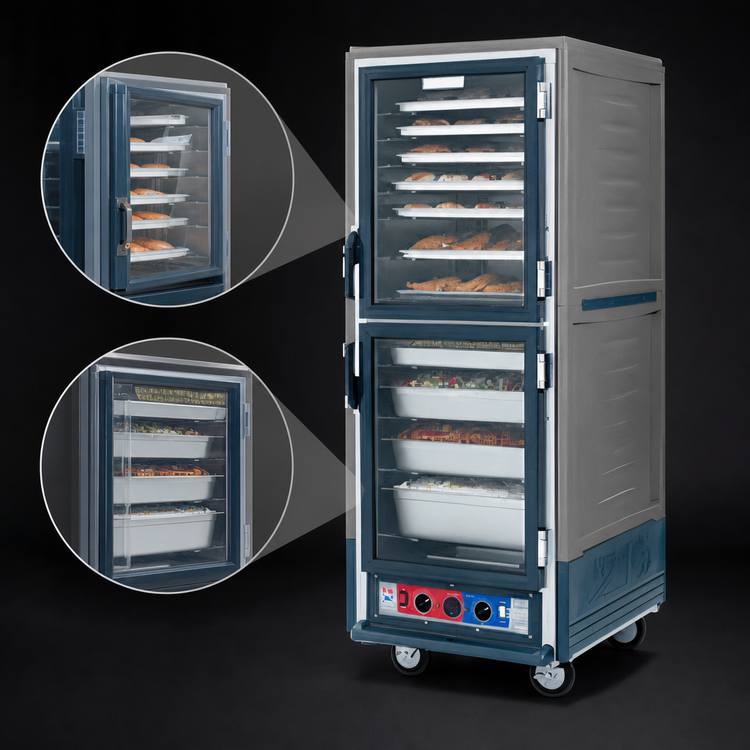 Product image #4 for Metro C5 3 Series Mobile Full-Height Lower-Wattage Heated Holding Cabinet with Dutch Clear Doors and Gray Insulation Armour