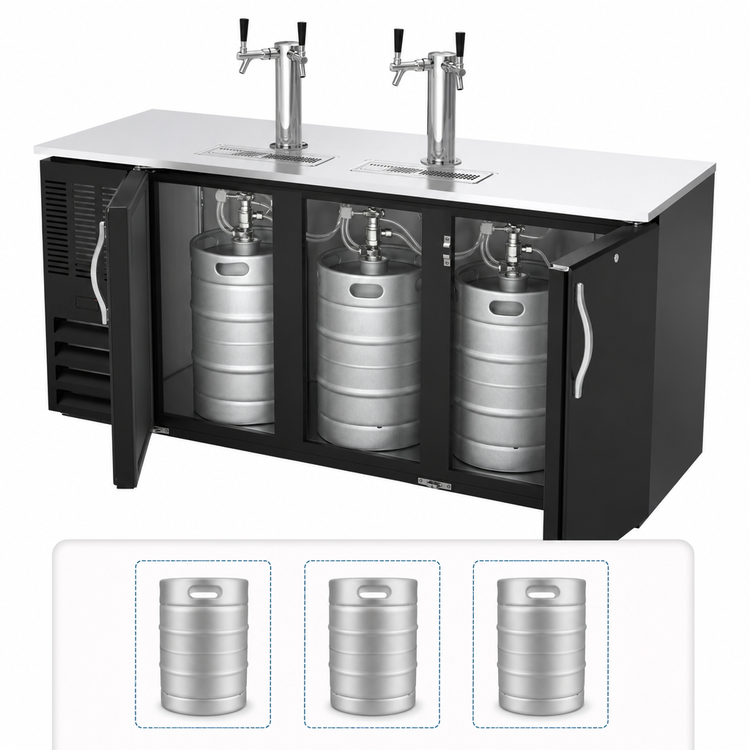 Product image #4 for Beverage-Air DDN72HC-B 72-Inch Direct Draw Draft Beer Cooler with 3-Keg Capacity and 4 Faucets