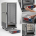 Thumbnail image #4 for Metro C5 3 Series Mobile 3/4 Height Combination Heated Holding and Proofing Cabinet with Clear Polycarbonate Door, Gray Insulation Armour, Universal Wire Slides