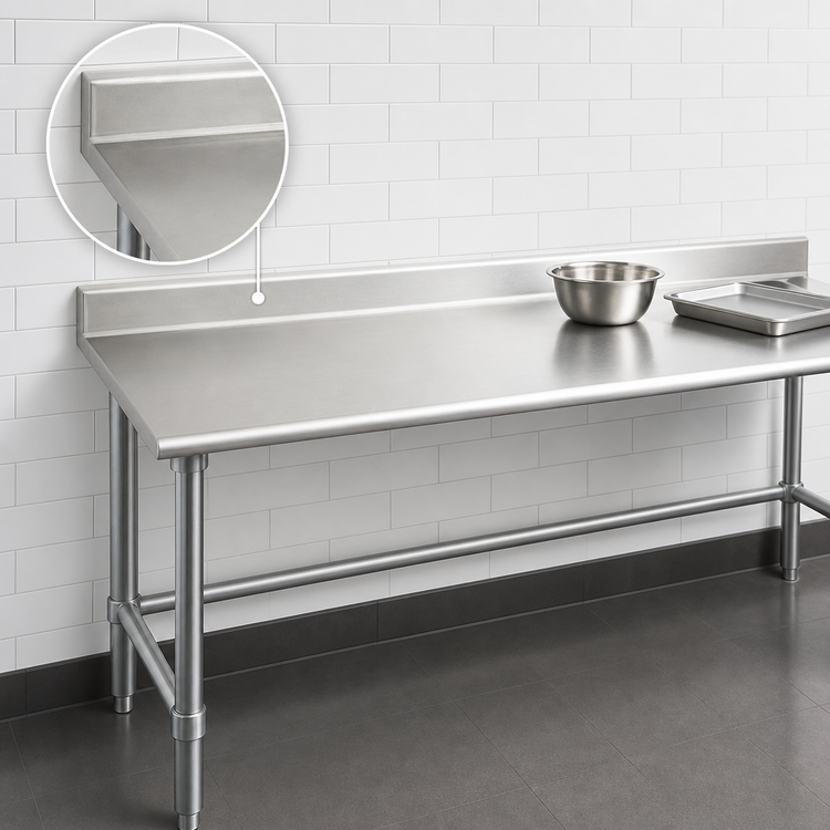 Product image #4 for Spec-Master 108-Inch x 30-Inch Stainless Steel Work Table with 4-1/2-Inch Backsplash and Tubular Base