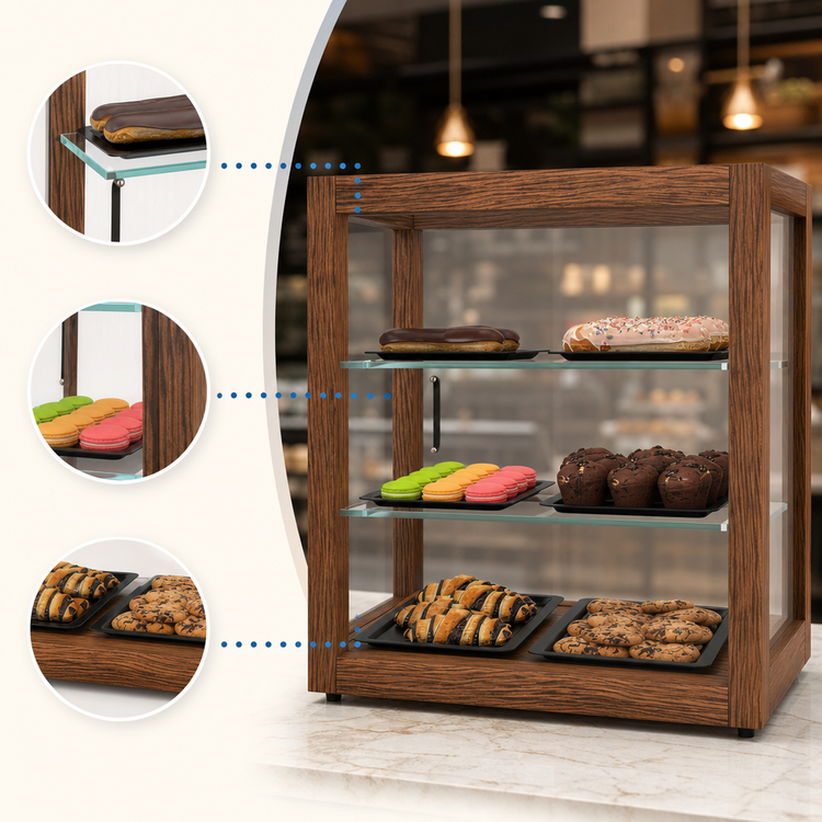 Product image #5 for KoolMore 18-Inch Full-Service Countertop Bakery Display Case with 3 Tempered Glass Shelves
