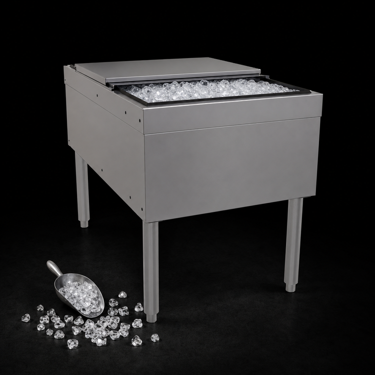 Product image #4 for Glastender Stainless Steel Pass-Thru Service Station Ice Bin, 24 x 38 Inch, 175 lb. Capacity