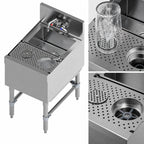Thumbnail image #4 for Eagle Group DSGR-18-24 Freestanding Stainless Steel Underbar Dump Sink with Glass Rinser, 18-Inch Wide, 10 x 14 x 7-Inch Bowl, Deck-Mount Faucet