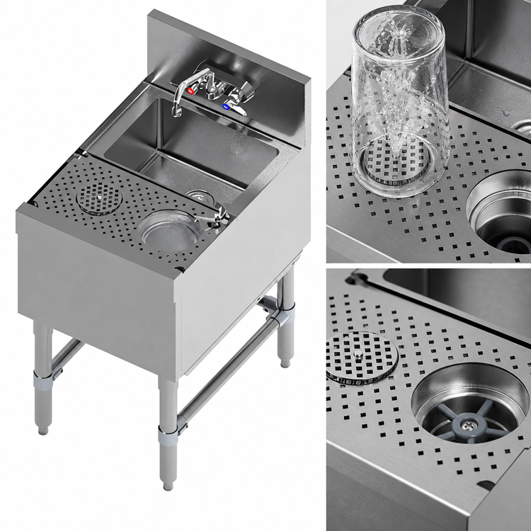 Product image #4 for Eagle Spec-Bar Dump Sink with Glass Rinser, 18-Inch Wide, 10 x 14 x 7-Inch Sink, Deck-Mount Faucet