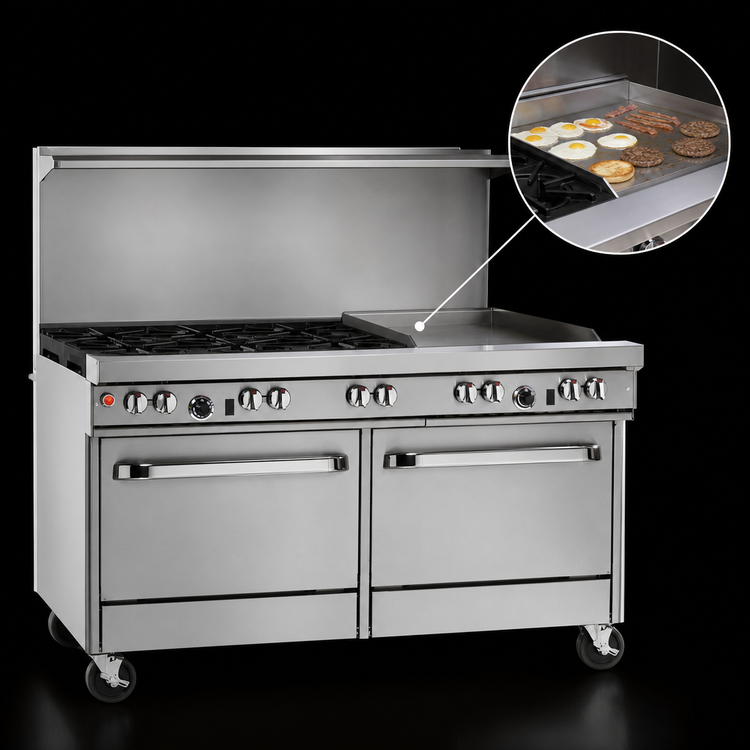 Product image #4 for Southbend Ultimate 60-Inch Gas Restaurant Range with 6 Burners, 24-Inch Griddle, Standard Oven and Cabinet Base