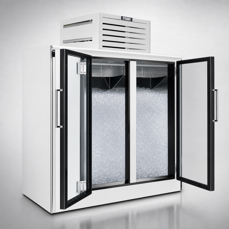 Product image #4 for Fogel Indoor Bagged Ice Merchandiser with 2 Glass Hinged Doors, 300-Bag Capacity, 96-Inch Wide