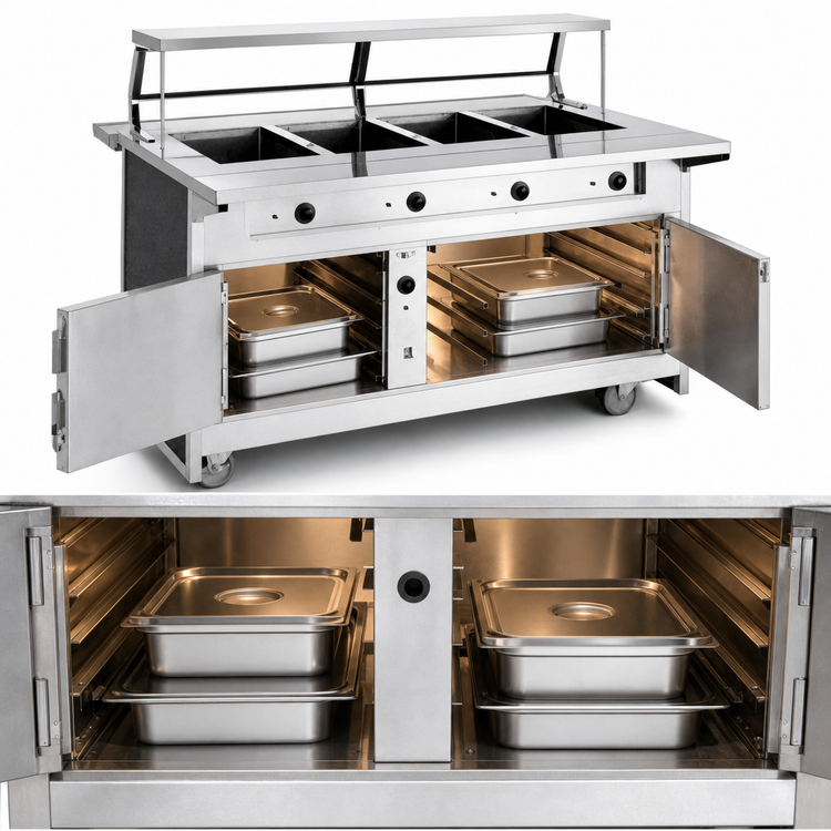 Product image #4 for Atlas Metal BLH-4-H 4-Well Electric Mobile Hot Food Serving Counter