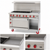 Thumbnail image #4 for American Range 48-Inch Green Flame Commercial Gas Range with 12-Inch Griddle, 6 Open Burners, Left Convection Oven, and Right Storage Base
