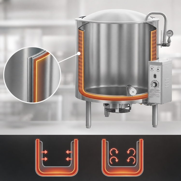 Product image #4 for AccuTemp Edge Series 20-Gallon Gas Stationary Kettle with 2/3 Jacket and 316 Stainless Steel Liner