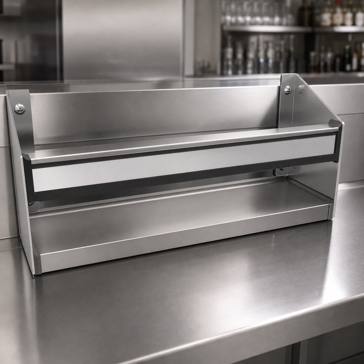 Product image #4 for Glastender Single 16-Inch Stainless Steel Open Step-and-Rail Speed Rail