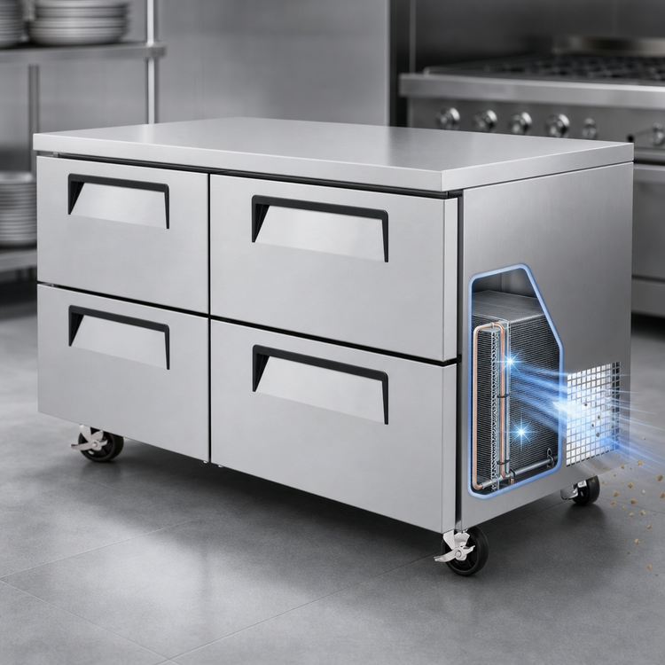 Product image #4 for Turbo Air Super Deluxe 2-Section Undercounter Drawer Refrigerator with 4 Stainless Steel Drawers