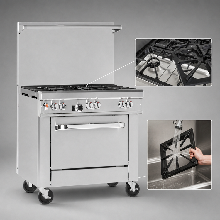 Product image #4 for Southbend Ultimate 36-Inch Gas Restaurant Range with 6 Star/Sauté Burners, Cabinet Base, and High Shelf