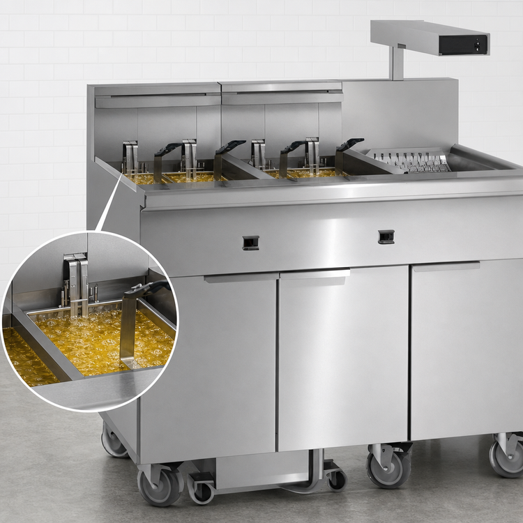 Product image #4 for Imperial Electric Floor Fryer with 5 Tanks, 50 lb. Capacity Each, and Built-In Filter System