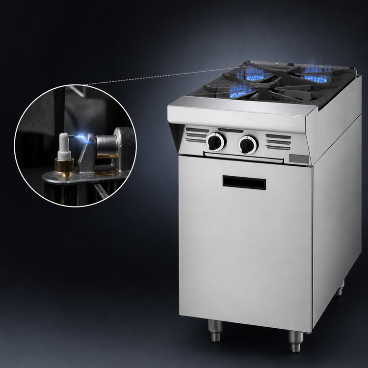 Product image #4 for Garland Master Series 17-Inch Gas Open Burner Range Attachment with Storage Base, 2 Open Burners and Electric Spark Ignition
