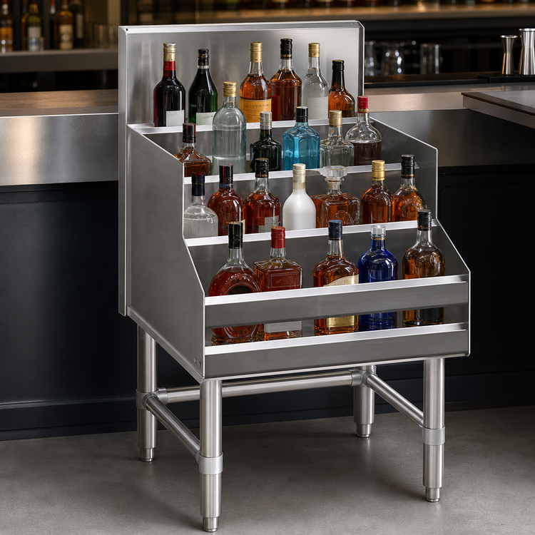 Product image #4 for Spec-Bar 36-Inch Freestanding Liquor Bottle Display Unit, 304 Stainless Steel