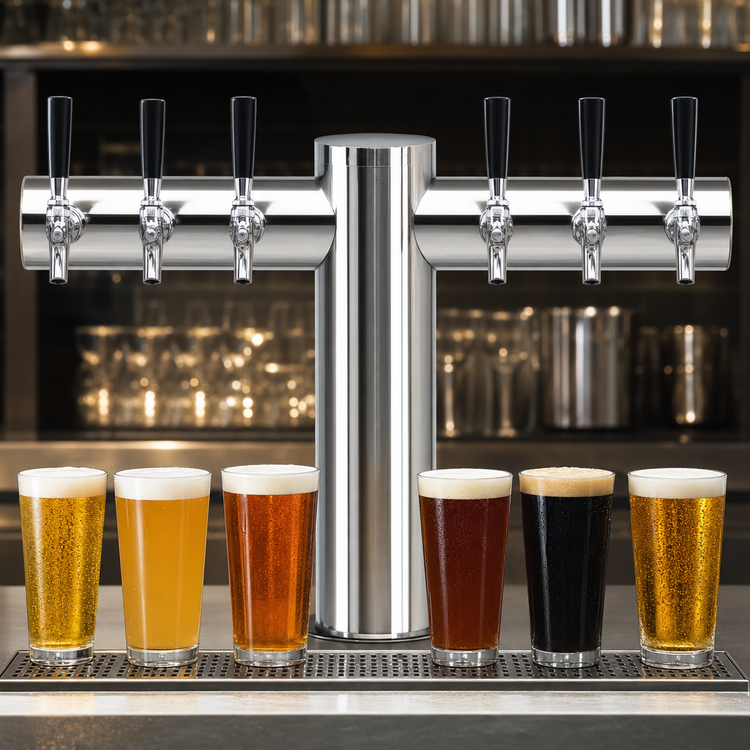 Product image #4 for Metropolis T-Style Countertop Glycol-Cooled Draft Beer Tower with 6 Faucets