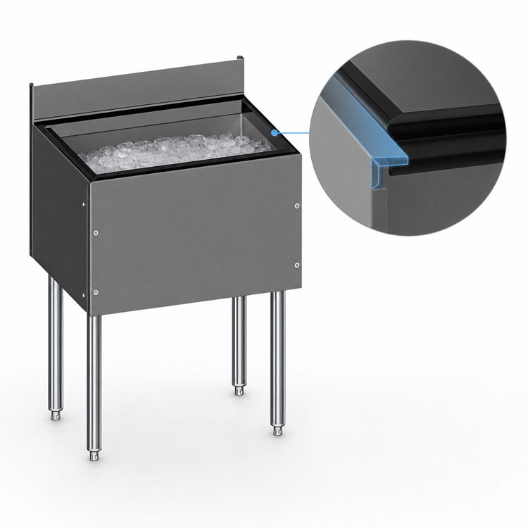 Product image #4 for CHOICE by Glastender 6-Inch Wide x 24-Inch Deep Underbar Ice Bin, 21 lb Capacity