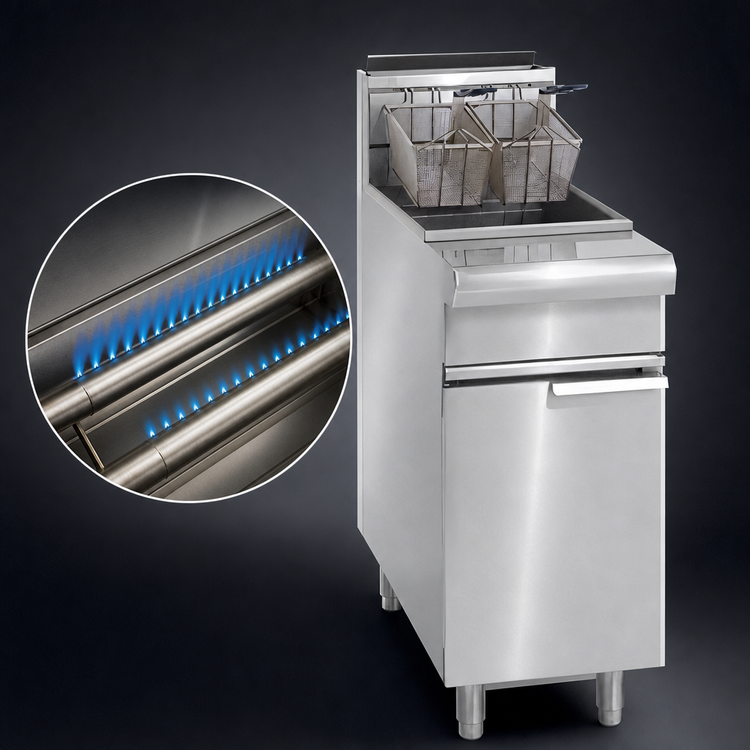Product image #4 for Imperial Restaurant Series Range Match Gas Floor Fryer, Dual Tank, 25 lb. Per Tank, 140,000 BTU