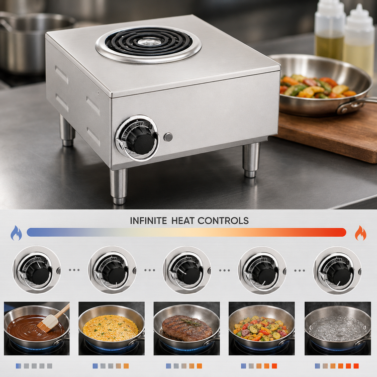Product image #4 for Wells H-33 Countertop Electric Hot Plate, Single Burner, Flat Spiral Element