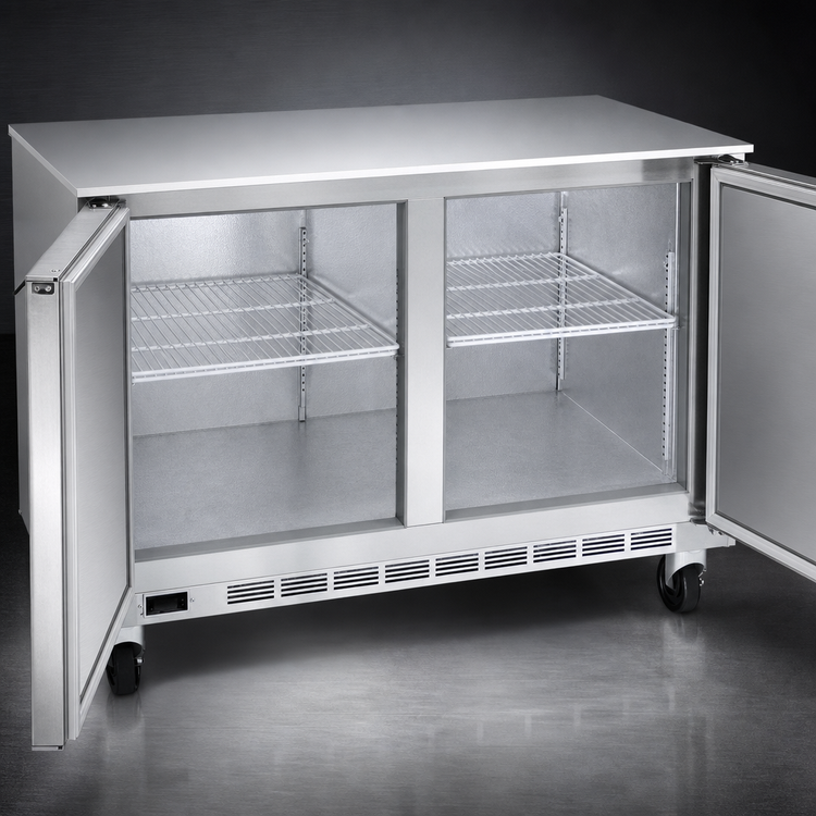 Product image #5 for Beverage-Air UCF48AHC 48-Inch Two-Section Undercounter Freezer, Solid Doors, 11.04 Cu. Ft., Stainless Steel, Rear-Mounted Self-Contained Refrigeration