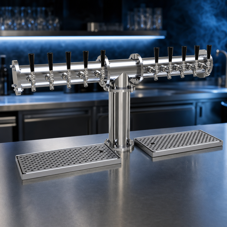Product image #4 for 10-Faucet Countertop Pipe Tee Draft Dispensing Tower, Air-Cooled, Stainless Steel