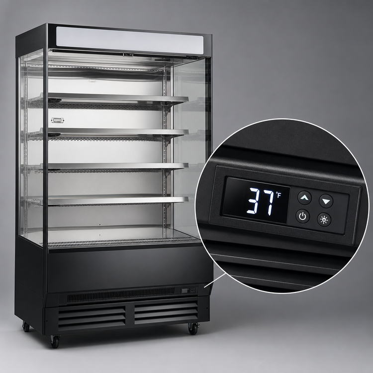 Product image #4 for Atosa AOM-50B Open Air Merchandiser, 51-2/5-Inch Wide, 16.5 Cu. Ft., 4 Shelves, Black Exterior